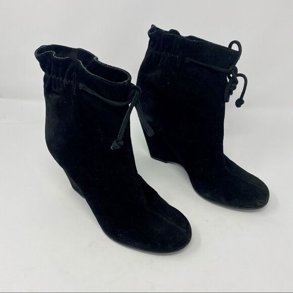 Kate Spade - Black Suede Wedge Booties (7.… - Picture 1 of 14